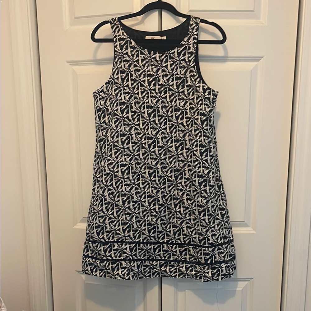 Vineyard Vines Black and White Halter Sheath 100% linen Dress